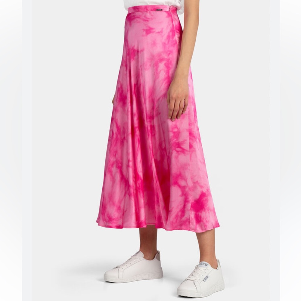 Guess Arielle Womens Tie-Dye Satin Midi Skirt - Picture 3 of 7